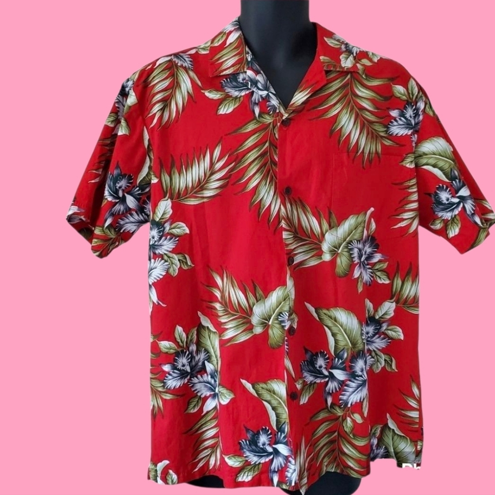Vintage Red Aloha Hawaiian shirt large